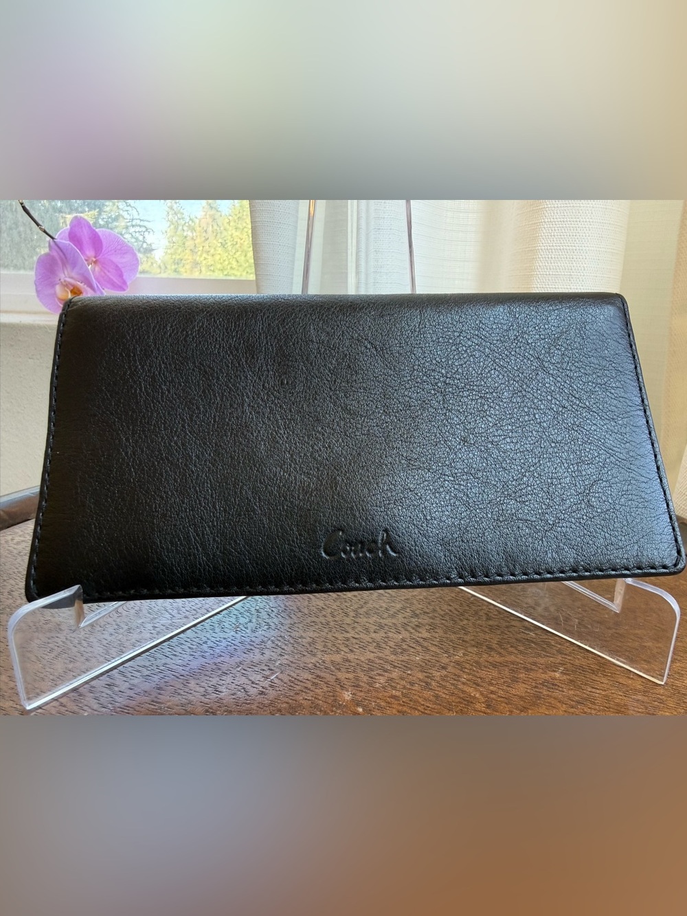Vintage Coach Black Genuine Leather Checkbook / Long Slim Wallet 🖤